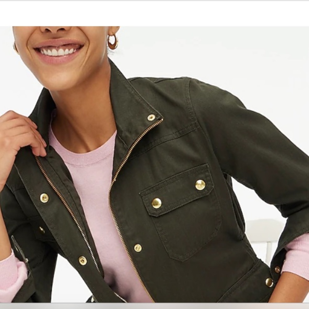 J. Crew Water Resistant Resin-coated twill field jacket Mossy Brown Green Sz S - Picture 5 of 12
